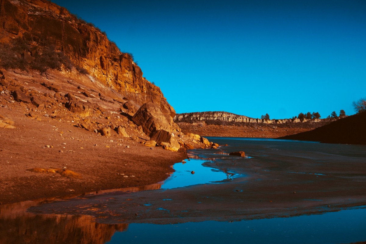 Horsetooth Reservoir in Fort Collins, Colorado with mountain views