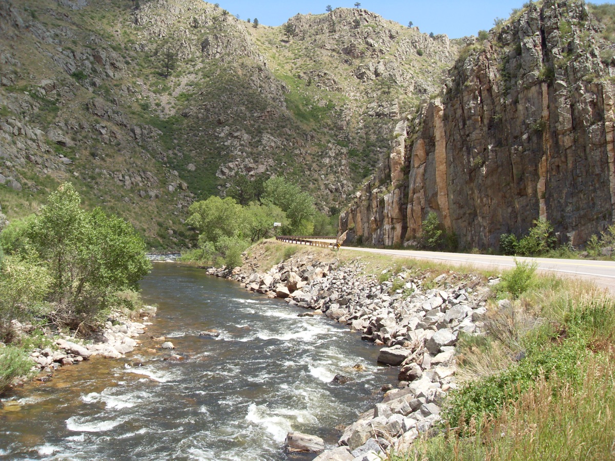 Cache la Poudre River flowing through Poudre Canyon near LaPorte, Colorado